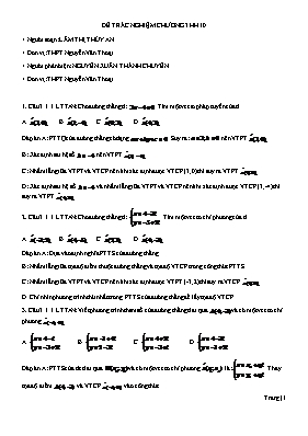 Đề trắc nghiệm chương 3 - Hình học 10